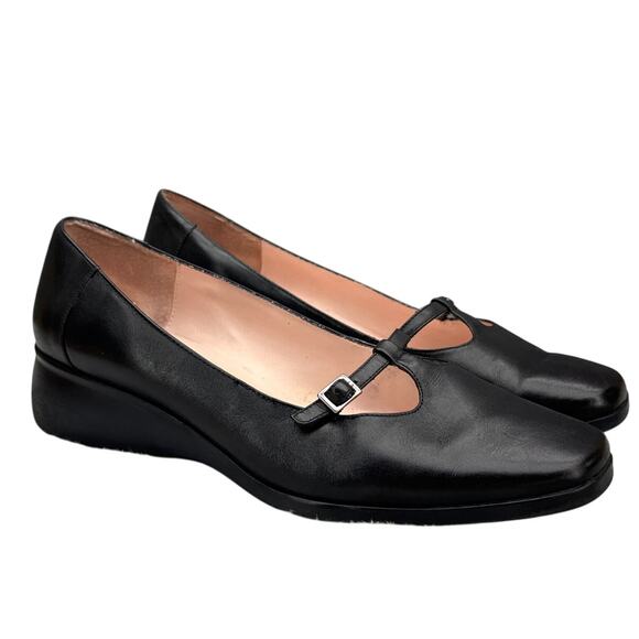Dockers Shoes - Dockers Vintage Black Leather Square Toe Wedge Heel Comfort Mary Jane Women 10